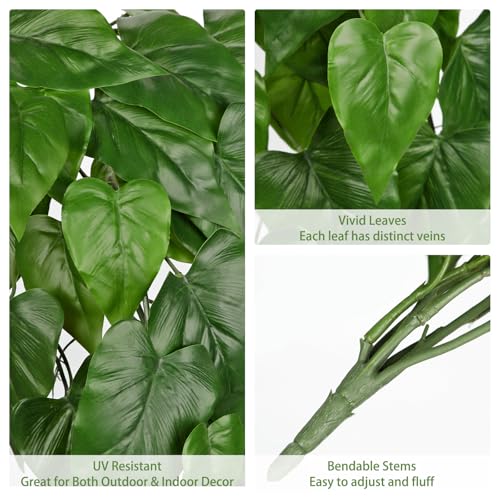 2 Packs UV Resistant Artificial Hanging Plants Outdoors & Indoors, 33" Large Fake Pothos Plants Faux Monstera Hanging Greenery for Planter, Shelf, Wall, Window Box, Porch, Patio, Garden, Balcony Decor - color: #Green Pothos