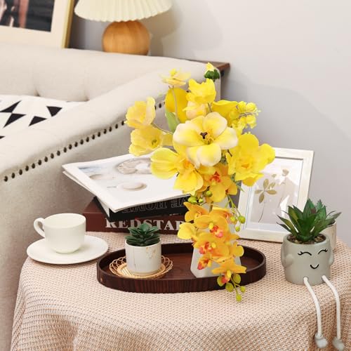 CEWOR Artificial Flowers Fake Flowers for Vase Silk Faux Flowers for Wedding Bouquets Flower Arrangements Floral Table Centerpieces Home Kitchen Garden Party Décor (Yellow) - color: Yellow