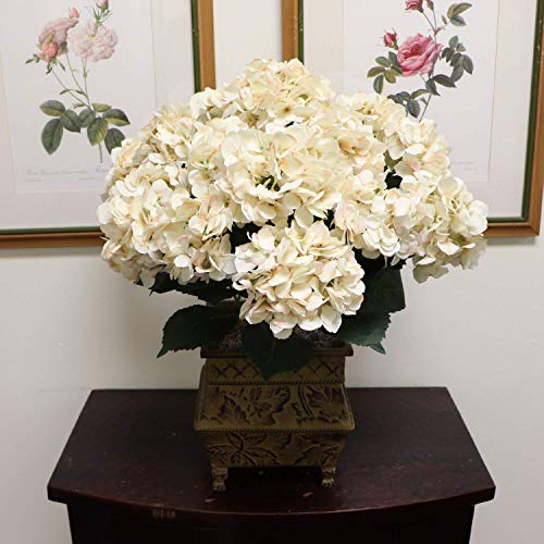 Larksilk 12 Pack Beige Artificial Hydrangea Flowers - Faux Hydrangea Stems 20" for Home Decor, Wedding Centerpieces, Easter, Spring Decor & Vase Arrangements - color: Beige, size: Pack of 12
