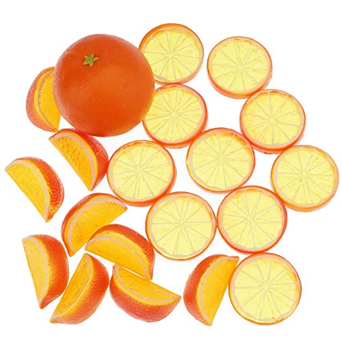 Woration 19 Pcs Artificial Fake Orange & Slices Blocks Set Simulation Fruits Model Realistic Oranges Home Decoration for Party Kitchen Wedding Props Ornament - color: Orange