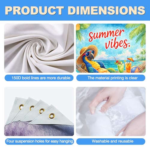 BlissYard Summer Vibes Backdrop 8x6ft Tropical Parrot Hammock Beach Party Background Cloth for Photography, Island Luau Hawaiian Banner Photo Booth Scene with Hibiscus Flowers Ocean Cocktail Decor - color: Tropical Parrot#1