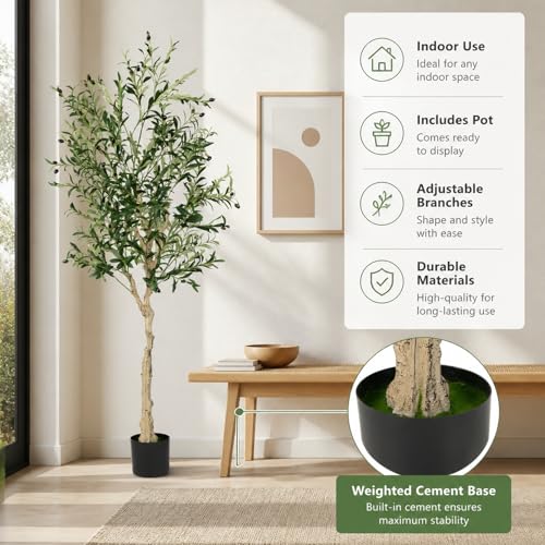 2 Pack 6FT Artificial Olive Tree with Lifelike Fruits for Indoor Outdoor Décor - size: 6ft-2pack