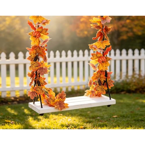 MAKHOT Fall Decor -5.9 Ft Autumn Thanksgiving Maples Leaf Garland-Fall Decor Garland for Halloween Mantle Fireplace Farmhouse Harvest Decorations for Home Outdoor Indoor Porch - color: Maple-1pcs
