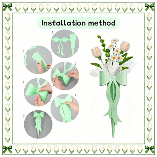 2PCS Valentines Day Gifts Chenille Stem Tulip Bouquet, 2 Handmade Skin Tone Tulips with Bow Gift Box, Artificial Flowers for Home Desk Decor, Mother‘s Day Valentine’s Birthday Gift - color: Tulip