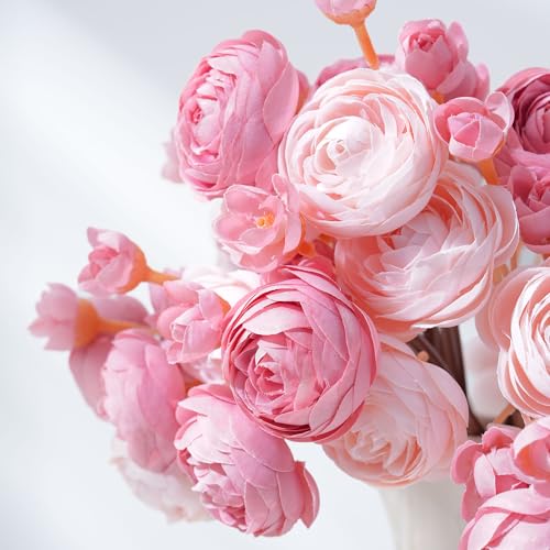 Ranunculus Artificial Flowers 18 Pcs, Faux Silk Mini Peonies Bulk Flowers for Vase, Fake Wedding Filler Flowers for DIY Bouquets, Centerpieces Arrangements Bridal Shower Decor, Dusty Rose - color: Dusty Rose