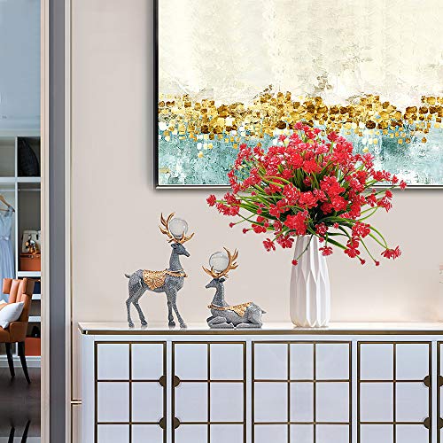 Grunyia Artificial Flowers Outdoor UV Resistant Fake Plants Indoor Outside Hanging Planter Home Garden Decor, 10 Bundles (Red) - color: Red