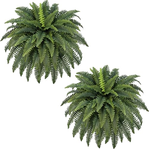 FOREST PRINCE 42" Artificial Boston Fern Large Bush Plants, 2 Bundles of Fake Ferns with 65 Fronds for Outdoors Home Decor - color: 42" 2 Pcs