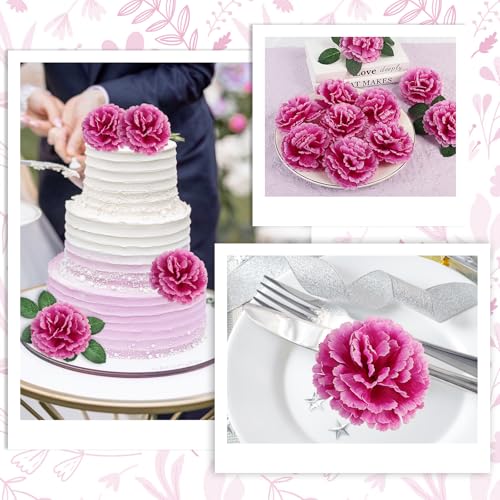 108pcs Carnation Head Flowers with Stem, Purple Artificial Flowers Carnations Bulk, Lavender Silk Carnation Fake Flower for Wedding Bouquet Centerpieces Tables Grad Party Cemetery Gravesite Decor - color: Purple