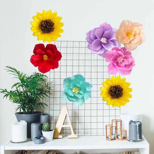 ANSOMO Paper Flowers Sunflower Colorful Artificial Crepe Tissue Wall Decor | Wall Home Décor, Wedding Birthday Bridal Baby Shower, Classroom Decorations, Spring Summer Floral Party