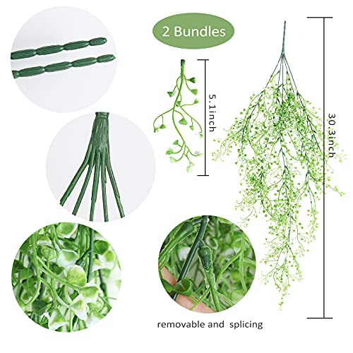 RECUTMS Fake Hanging Plants Artificial Ferns for Outdoor Hanging Faux Plants Vine Ivy Faux Fern Hanging Vines Wall Plants for Home Garden Party Wedding Decor (White 4P) - color: White