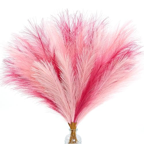 Alecono 𝟯𝟬𝙋𝙘𝙨 Pampas Grass 17in, Pink Faux Pampas Grass Decor for Home Decoration, Wall Decor for Wedding Centerpieces Party Decorations (Hot Pink, Blush, Pink) - color: Hot Pink & Blush & Pink, size: 30pcs