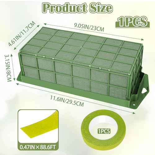1PCS Floral Foam Cage, Flower Cage Holder, Dry and Wet Rectangle Flower Arrangement, Hangable Green Blocks Floral Foam Cages for Artificial Flesh Flower Wedding Holiday, Home, Garden Party Decorations - size: 1 PCS