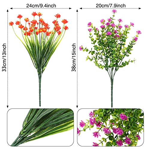 WILLBOND 12 Bundles Artificial Flowers Outdoor, UV Resistant Faux Artificial Plants Shrubs Plastic Flower Bulk for Hanging Planter Porch Window Home Spring Summer Decor(Multi Color) - color: Multi Color