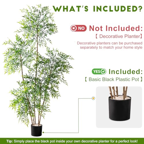 Faux Bamboo Plant Artificial Nandina Tree 7.2FT Artificial Plants Realistic 90% Better Coverage Faux Plant Bamboo Plants Faux Floor Plant in Pot for Home & Office Decor (Green, 7.2ft) - color: Green, size: 7ft 2in