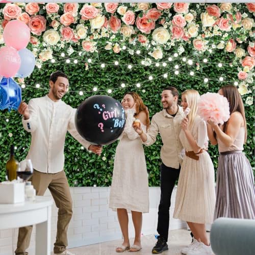 Sensfun Flower Wall Backdrop Spring Pink Rose Blossom Green Leaves Photography Background Floral Grass Birthday Baby Shower Miss to Mrs Wedding Bridal Shower Backdrops Portrait Photo Booth Props 7x5ft - size: 7x5ft