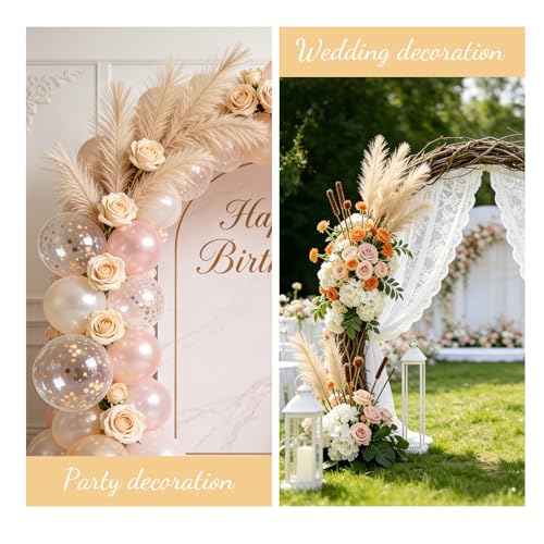 50pcs Beige Yellow Pampas Grass 21.6 Inch Non-Shedding Faux Pampas for Warm Neutral Home, Boho Weddings and Golden Tone Vase Arrangements - color: Beige Yellow