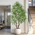 7ft Artificial Ficus Tree Indoor - Tall Faux Banyan Tree with 2294 Leaves & Realistic Trunk, 84" Large Fake Ficus Potted Plant for Home Office Living Room Porch Mall Decor