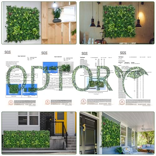 ODTORY Artificial Boxwood Panels: 20"x20" 12P UV-Anti Fake Grass Ivy Privacy Hedge Greenery Backdrop Fence Wall Screen for Garden Fence Covering Privacy, Outdoor Indoor Home Decor - color: Green, size: 20x20 in 12P