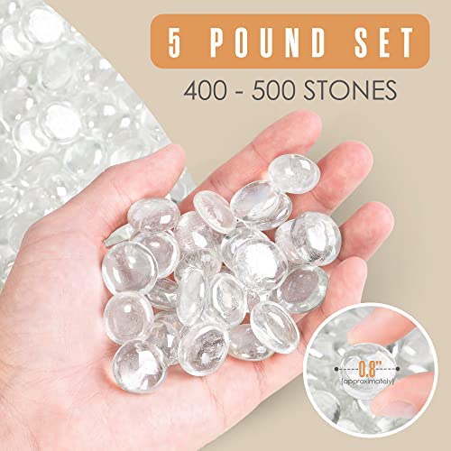 Houseables Glass Marbles, Glass Beads for Vases, Marbles for Vases, 5LB, 500-600, Clear Beads, Clear Gems, Fillers for Centerpieces, Decorative Rocks, Flat, Stones, Pebbles, Crafts, Plants, Fish Bowl - color: Clear, size: 5LBS