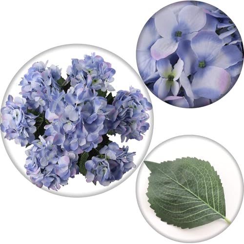 Larksilk Hydrangea Artificial Flowers - Faux Hydrangea Flowers - Home Decor, Easter Decorations, Spring Decor - Floral Centerpieces for Tables - 20" Floral Stems, Blue, 3 Pieces - color: Blue, size: Pack of 3