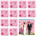 Zythrem 12-Pack Flower Wall Backdrop Rose Pink Backdrop 15×15 Inch Artificial Silk Flower Panels 3D Pink Flower Wall for Wedding Birthday Party Home Event Photography Background - color: Pink