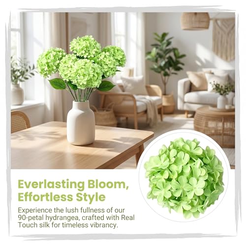 hydrangea artificial flowers 10pcs 22in faux hydrangea (10,light green) | Bouquets Arrangement for Home Table Centerpieces Wedding Baby Shower Birthday Party Decoration - color: Light Green