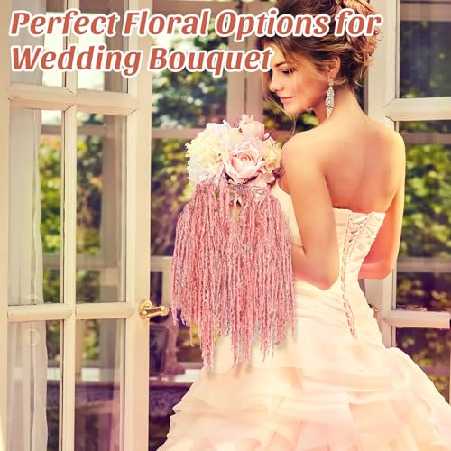 Suncalla 12 Pcs Pink Spring Natural Dried Amaranthus Hanging Flowers Amaranthus Artificial Flowers for Wedding Arch Bouquet Floral Garland Wall Home Decoration (23 Inch) - color: Pink