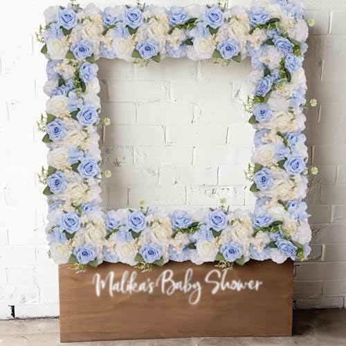 6Pcs Garland Artificial Flowers, Realistic Flower Vines for Wedding Arch Decor, Faux Silk Floral Runner Silk Hanging Flower Vines for Home Garden Outdoor Wedding Arch Party Ceremony - color: Blue + White