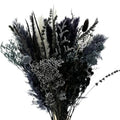 Natural Dried Pampas Grass Bouquet, 17" Black and Dark Grey Dried Flower Bouquet, Mixed with Thistle, Bohemian Style Home Dried Flower Decoration, DIY Assembly