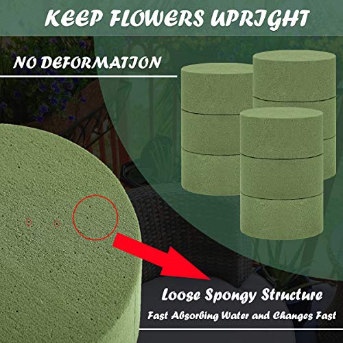 TAOPE 15 PCS Floral Foam, Green Block for Artificial Flowers, Round Wet & Dry Foam Bricks, Florist Foam for Flower Arrangements