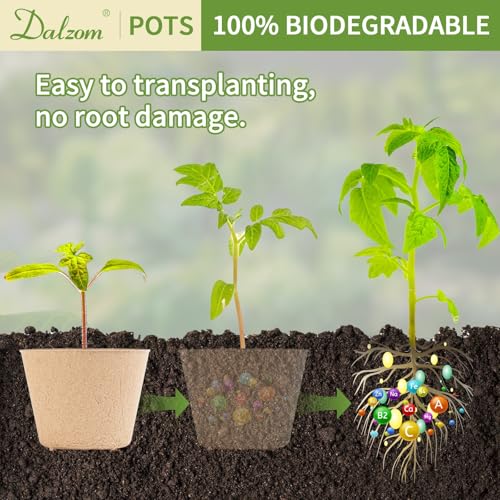 Dalzom® 60Pcs 4” Peat Pots with 60Pcs Plant Labels, Biodegradable Pots for Seedlings with Drainage Holes, Garden Plant Nursery Pots Seed Starting Trays - size: 4"