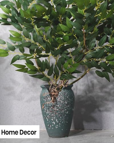 8pcs Italian Ruscus Artificial Leaves with Stems, Green Silk Leaf Wedding Arch Greenery Filler for Flower Arrangements, Faux Foliage Greenery Stems