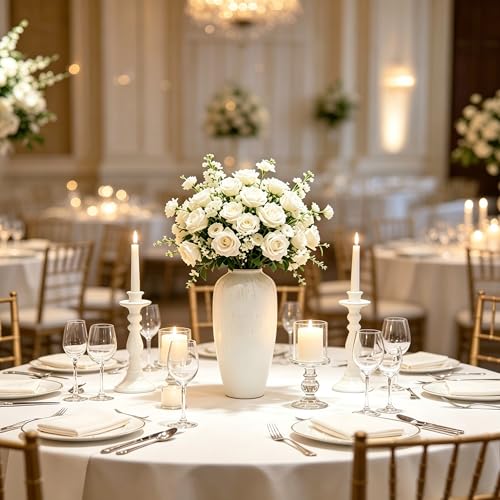 Hosley White Wash - Elegant Kitchen Decor Vases-11Inch High for Home Decor, Vintage Style Vase for Living Room, Dining Room, or Office Display - color: White Wash