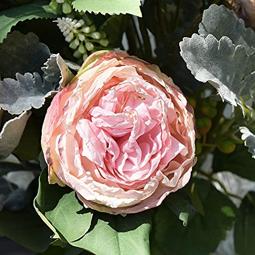 FiveSeasonStuff Vintage Blush Pink Peonies – Realistic Artificial Silk Flowers with Dry-Look Petals, 6 Stems for Rustic Home & Wedding Bridesmaids Bouquet Bridal Showers - color: Rustic Blush Pink (6 Stems)