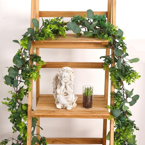 JPSOR 4pcs 26.4ft Artificial Eucalyptus Garland Greenery Garland Fake Eucalyptus Leaves for Wedding Arch Farmhouse Mantle Table Runner Centerpiece Home Party Christmas - size: 4pcs of vines