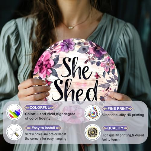 Vintage She Shed Round Metal Sign She Shed Decor Rustic Wreath Wall Decoration for Home Kitchen Garden Women Cave Indoor Outdoor Home Porch Window Decor 8 Inch - color: Thanksgiving 11, size: 8 inches