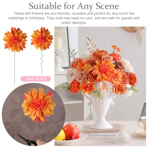 Garisey Artificial Flowers Combo, Mix Silk Flowers Roses, Peonies, Dahlias with Stems for DIY Wedding Bridal Bouquet, Baby Shower, Table Centerpieces, Home Decor, Floral Arrangements-Burnt Orange - color: Burnt Orange