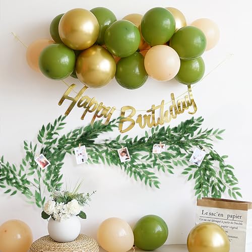 RECUTMS Fake Willow Leaves Vine 6.5ft Artificial Hanging Greenery Garland | Fake Silk Leaf, Faux Twig Rattan Wreath, For Home Wedding Birthday Party Decor, Christmas & Anniversary, Indoor Outdoor - color: Green