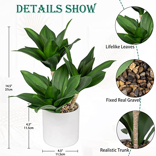 Hollyone Large Artificial Agave Plants Fake Three-Head Agave Succulent Plant Potted 15" Faux Plant in White Pot Succulent Aloe Plant Indoor for Desk Modern Home Decor - color: Style 2
