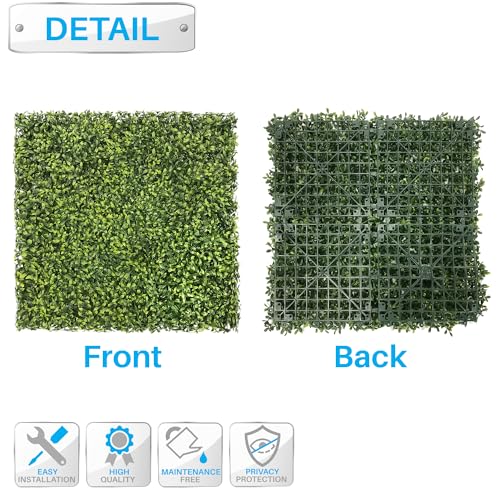 Patio Paradise 20"x20" (6PC) Artificial Grass Wall Panels Greenery Backdrop Faux Boxwood Hedge Fake Ivy Privacy Screen for Outdoor Wedding Décor Photography Background, Green Tea - color: Green Tea, size: 20"x20"