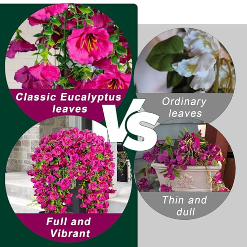 Artificial Hanging Flowers for Outdoors Decor, Fake Silk Hibiscus Long Trailing Vines UV Resistant Realistic Flowers Plants for Outside Front Door Porch Patio Balcony (Fuchsia, 4 pcs) - color: Fuchsia, size: 4 pcs