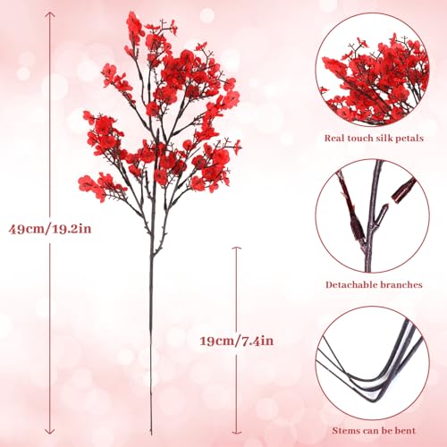 Uieke 6 Pcs Valentine’s Day Artificial Baby’s Breath Flowers, Red Pink Faux Gypsophila Bouquets Real Touch Silk Fake Flowers for Romantic Wedding, Anniversary, Party, Home Table Centerpiece Décor - color: Red and Pink, size: 6PCS
