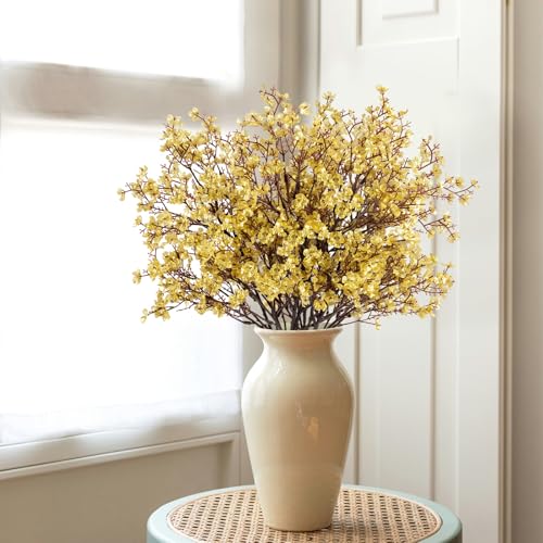 Babys Breath Artificial Flowers, 8 Bundles Gold Real Touch Fake Flowers Silk Flowers for Vase Home Office Wedding Spring Indoor Outdoor Centerpiece Table Party Mother's Day Decorations - color: Gold, size: 8 Bundles