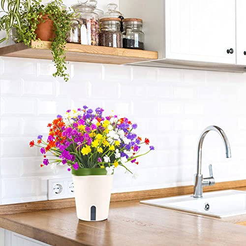 Grunyia Artificial Flowers, 20 Bundles Outdoor Fake Flowers for Decoration UV Resistant Faux Plastic Plants Garden Porch Window Box Décor (Mix) - color: Mix