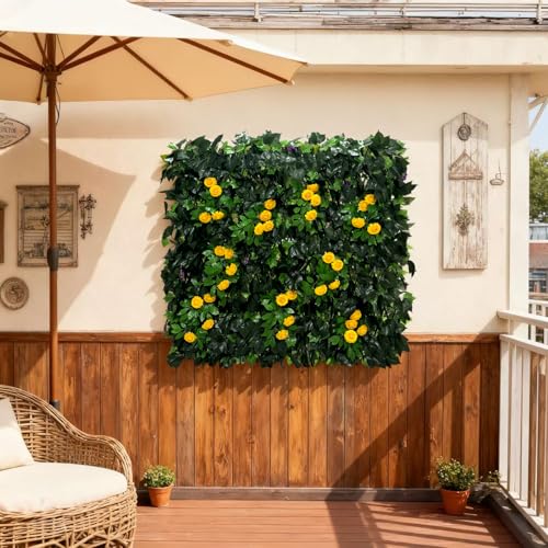 Artificial Expandable Ivy Privacy Fence Screen,Adjustable Size,Dense Leaf Panel,Perfect for Balcony,Garden,Fence Cover and Green Wall Decoration - color: BRANCH-JUHUA YELLOW