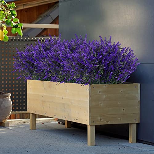 RECUTMS Artificial Plants Outdoor Artificial Lavender Flowers 12 Bundles Outdoor UV Resistant Fake Flowers No Fade Faux Plastic Plants Garden Porch Window Box Decor,Spring Decorations for Home(Purple) - color: Purple, size: 12 Bundles