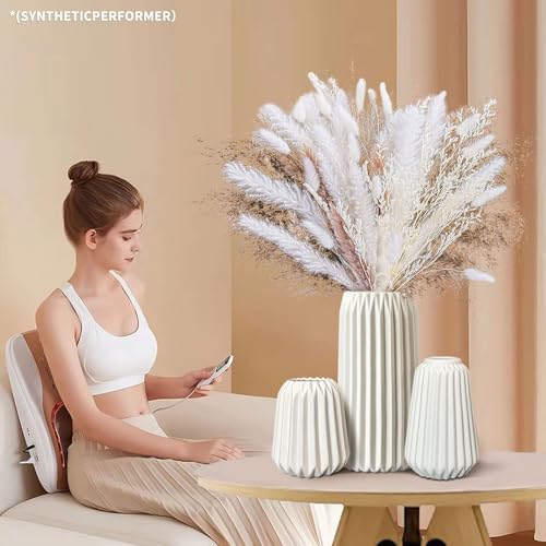 Ceramic Vases Set of 3-White Vase for Modern Home Decor, Flower Vases for Aesthetic Room Decor,Boho Decor Wedding Dinner Table Party Office Centerpiece Table Decorations (White 3 Set) - color: White 3 Set