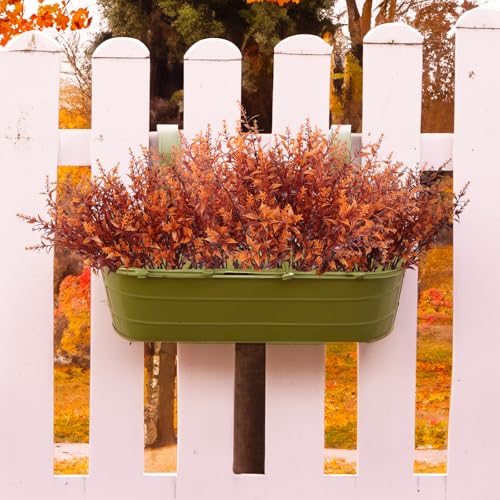 RECUTMS Fake Fall Plants for Outside Faux Lavender Flowers Fake Greenery Artificial Fall Flowers Outdoors UV Resistant Faux Autumn Plant Artificial Bushes for Bookshelf Balcony Bedroom Decor (Brown) - color: Brown, size: 36 Bundles