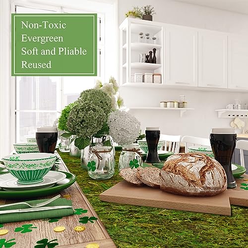 Jutom Dried Moss Table Runner Preserved Moss Mat Artificial Green Moss Roll for Party Tabletop Decoration Fairy Gardens Wedding Arts Crafts, Dark Green, 6 x 40 (4 Pcs)