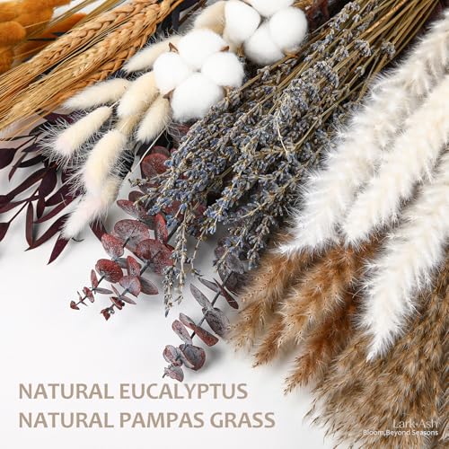 Burgundy Dried Flower Bouquet – Pampas Grass,Cotton Stems,Bunny Tails Grass,Eucalyptus,Lavender and Wheat for Boho Home Decor – Rustic Flowers for Gothic Home, Bedroom, and Wedding Table Décor - size: Fall